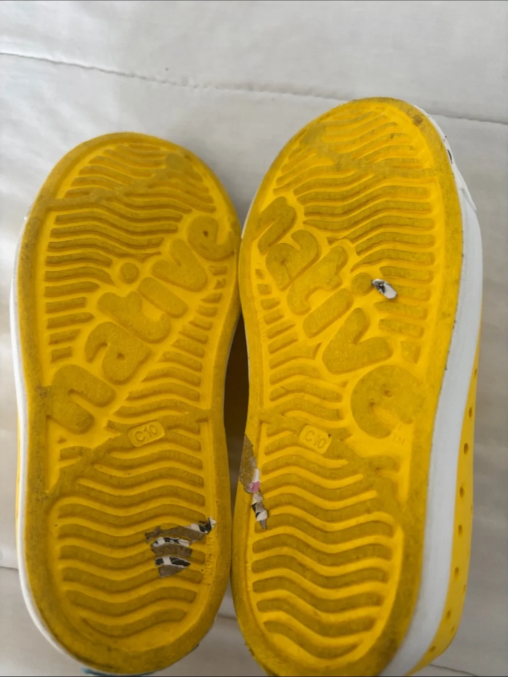 Native Kids Slip-On Water Shoes in Yellow with White Toe